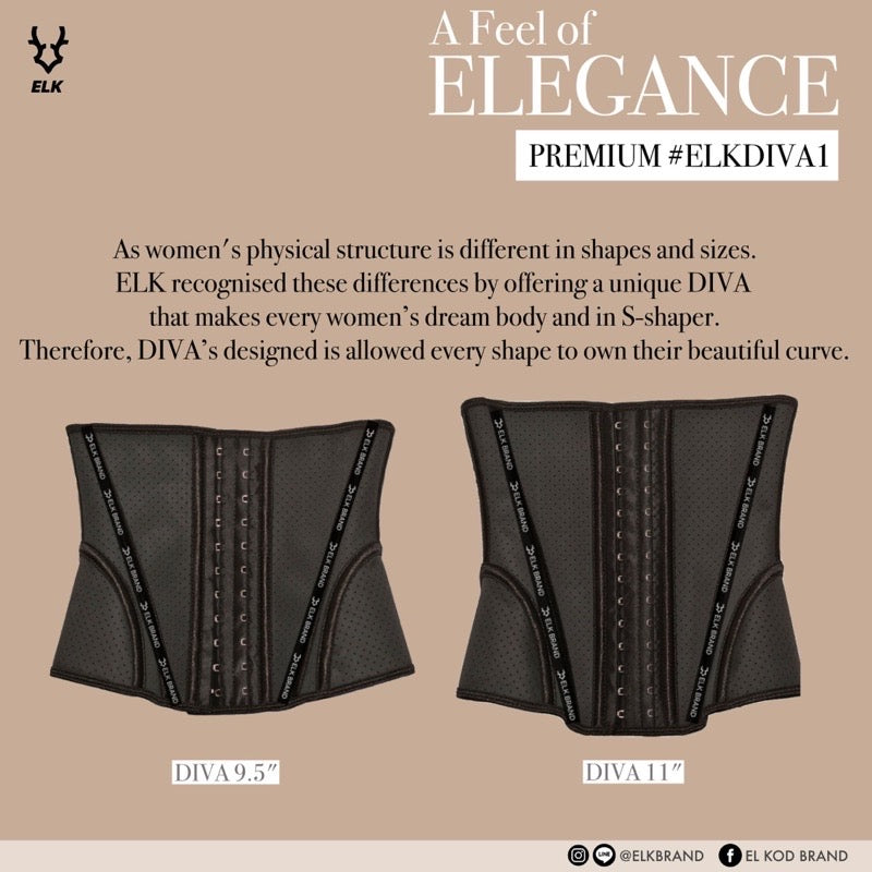 Premium Diva classic black corset 9.5"